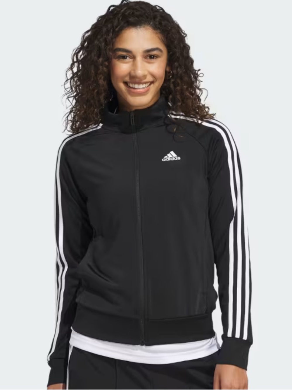Adidas Women's Black Track Jacket with Signature 3-Stripes Medium